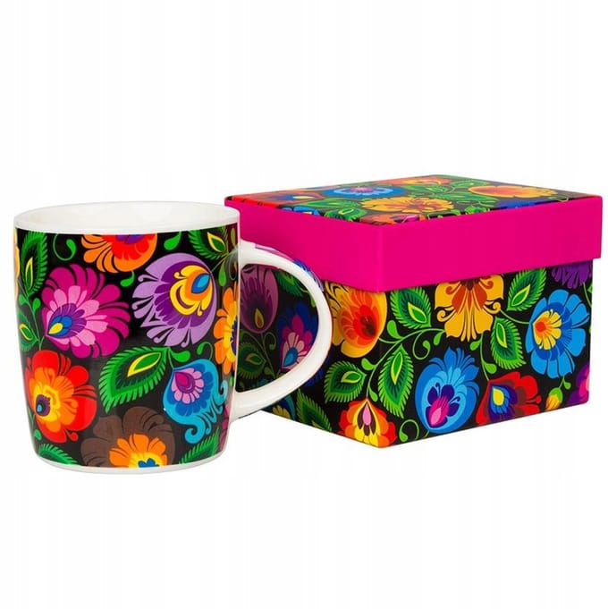 Merkloos Folkloristische Mok Hania 360ml - Gekleurd Bloemendesign