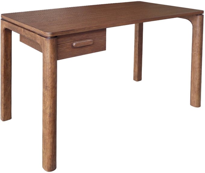 sweeek - Bureau van rubberhout met eikenfineer, 1 lade - l 120 x b 60 x h 75 cm - garance