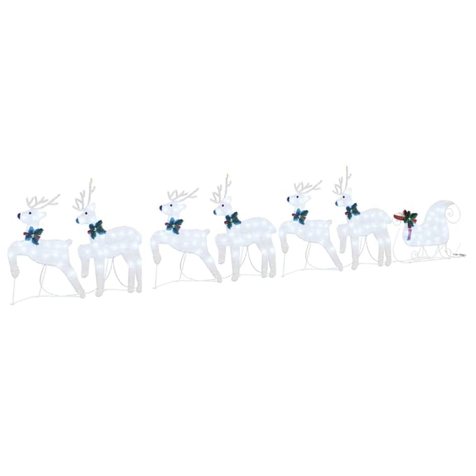 vidaXL LED Rendieren 7 st Zilver 43 x 18 x 66 cm Stof