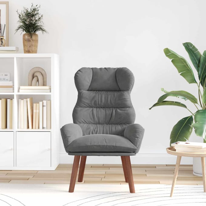 vidaXL - Fauteuil - Donkergrijs - 69 - x - 74 - x - 93 - cm - Fluweel