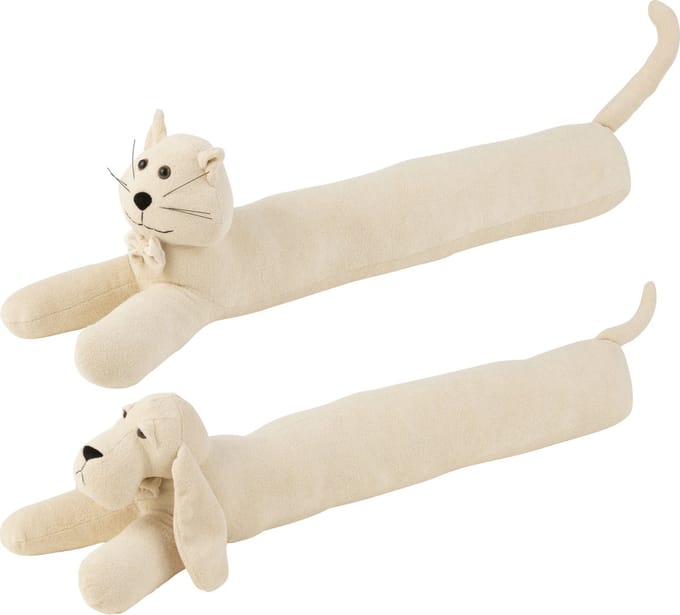J-Line deurstopper Hond/Kat Bouclé - textiel - ecru - 2 stuks
