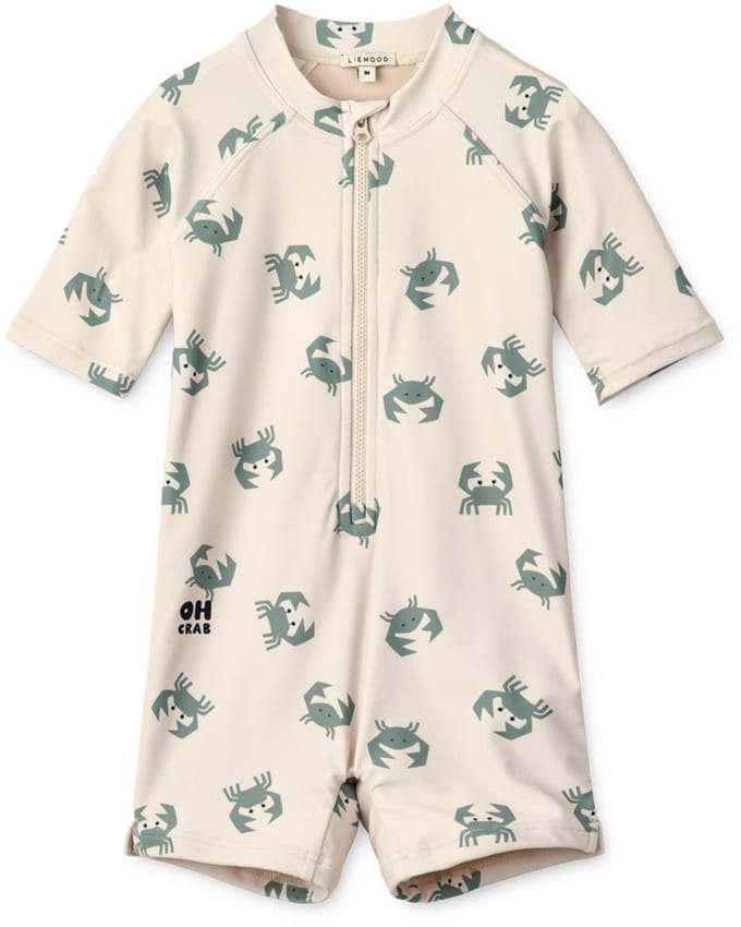 Liewood Max Printed Shortsleeve Swim Jumpsuit Crab / Sandy Maat 74