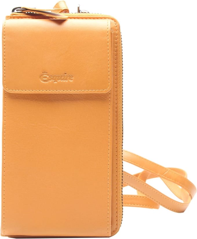 Esquire Leren Portemonnee Telefoontasje Peru Phone Wallet Bag Curry Donkergeel