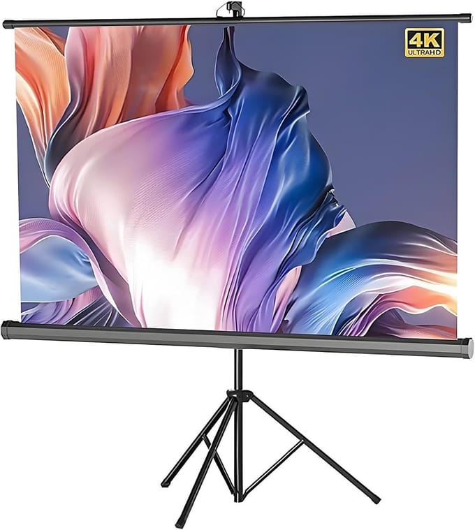 Draagbaar Projectiescherm - Filmscherm Statief - Thuisbioscoop Maken - Kreukvrij Uittrekbaar - 60 Inch - Wit