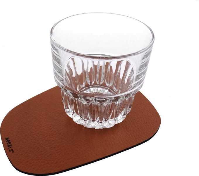 Leren onderzetter PEBL 17x13 - Cognac leer - set van 4 onderzetters