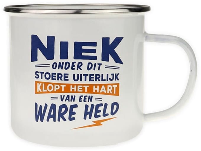 Mok - Top vent - Niek - Geëmailleerd - In cadeauverpakking