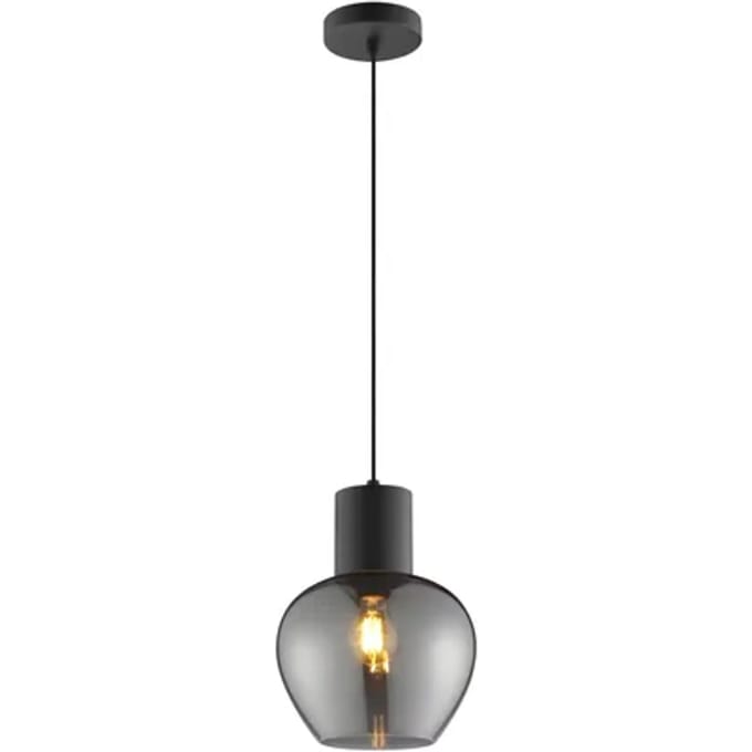Brilliant Ligari - Hanglamp - ø 23 cm - E27 max 1x20W - Zwart/Smoke