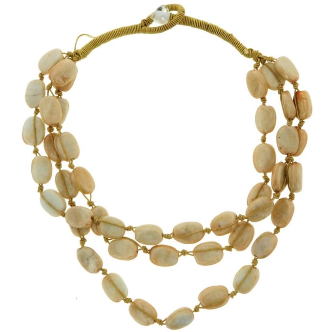 Behave - Crème Ketting - Keramieke Kralen - 47 cm - Verfijnde Stijl