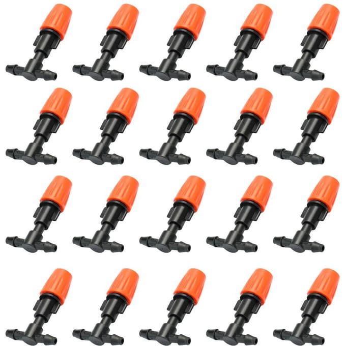 Lot de 20 buses de pulvérisation réglables en plastique de petite taille pour arroseurs de refroidissement d'eau de jardin black