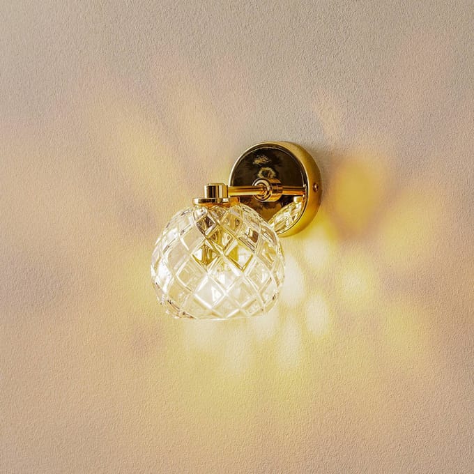 Argon Wandlamp Odel met versierde glazen kap