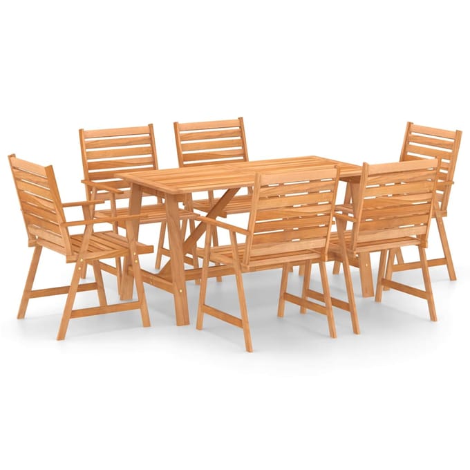 vidaXL - 7-delige - Tuinset - massief - acaciahout