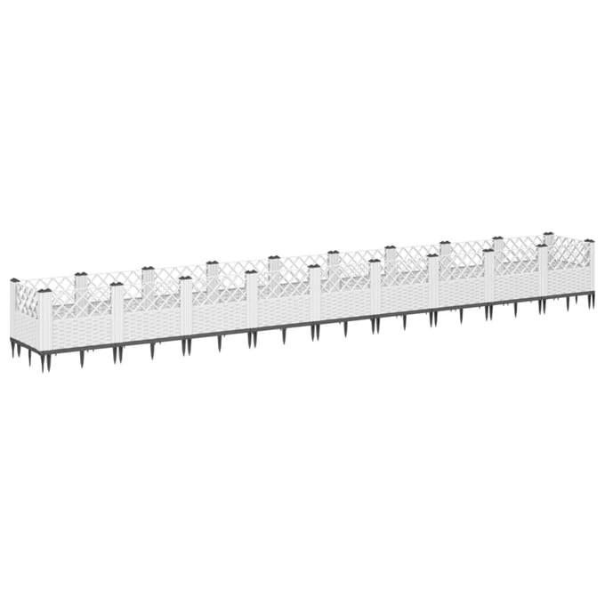 vidaXL - Plantenbak - met - pinnen - 363,5x43,5x43,5 - cm - polypropeen - wit