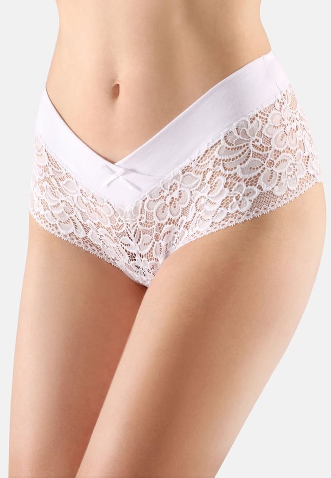 Bellivalini Dames Hipster Hot Pants met Kanten – Ondergoed – Wit-5 – S - BLV-GAB-155