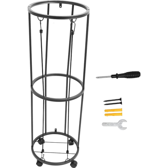 Ballenopslagrek Rollend Metaal Afsluitbare Ballenorganizer voor Basketbal Voetbal Volleybal black