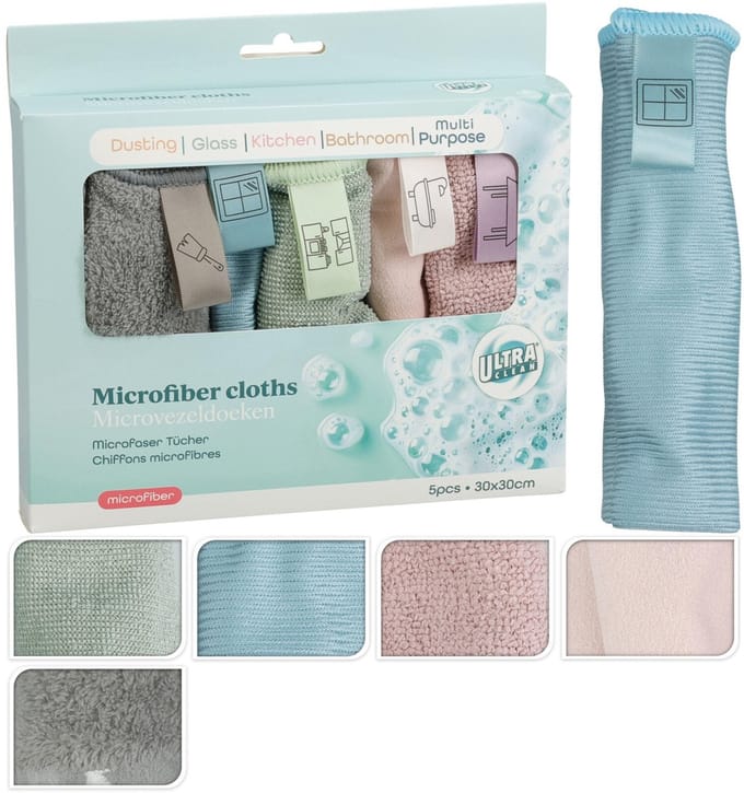 Koopman - Microvezeldoeken Set - Universeel - 5 Stuks - 30x30 cm