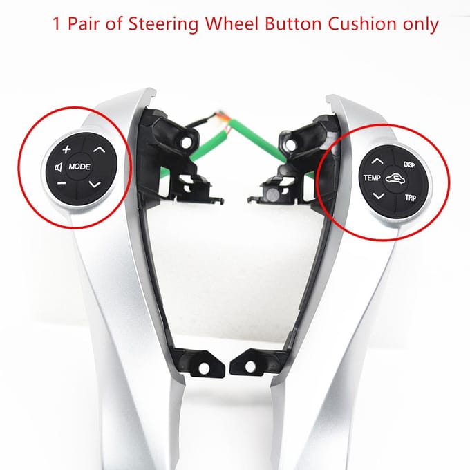 Paire de coussins de boutons en caoutchouc de commande de volant, pour Toyota Prius Prius C 12-14 black