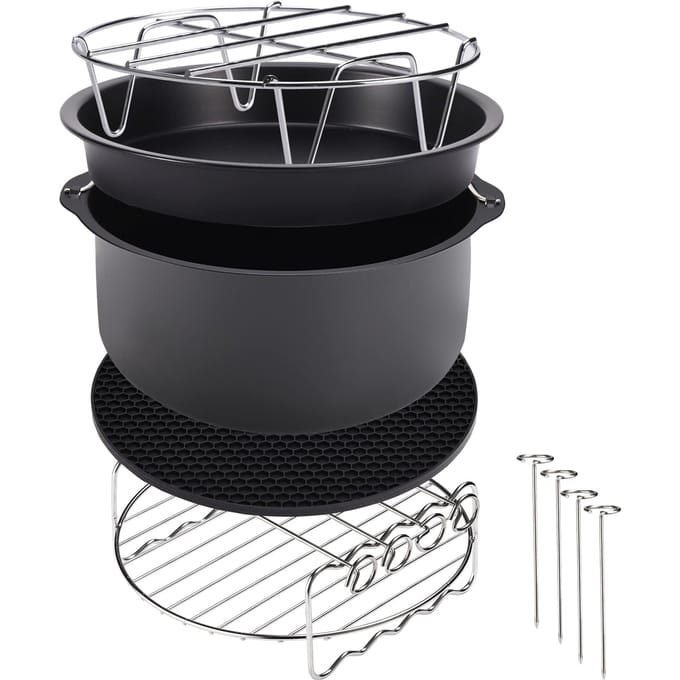 Monzana Heteluchtfriteuse Accessoires - Set 9-delig Metaal – Zwart