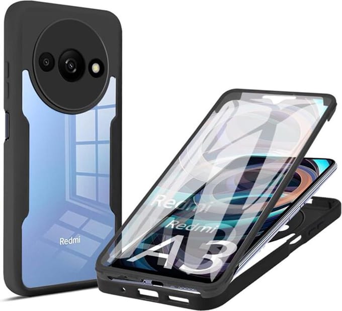 Hoesje geschikt voor Xiaomi Redmi A3/A3x - Techsuit ColorVerse 360 Case met Screenprotector - Zwart