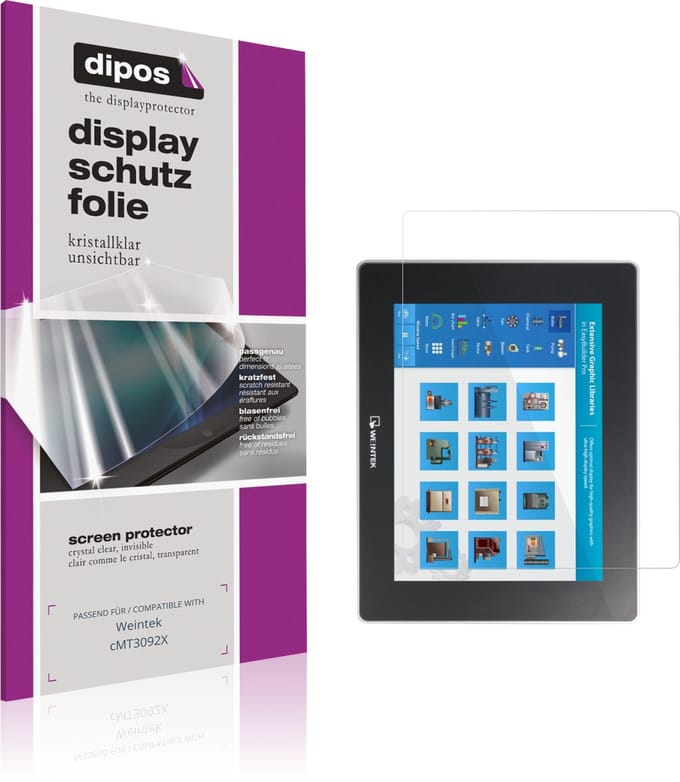 dipos – 2x Beschermfolie geschikt voor Weintek cMT3092X | Krasbestendige & heldere Screenprotector Ultra-Thin