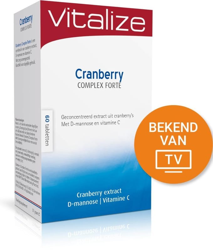 Vitalize Cranberry Complex Forte 60 tabletten | Combinatie van cranberry, vitamine C en D-mannose - Met cranberry extract
