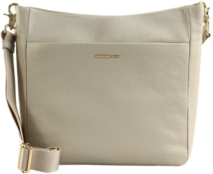 MANDARINA DUCK Leren schoudertas Mellow Leather Crossover Bag Cocoon Lichtgrijs