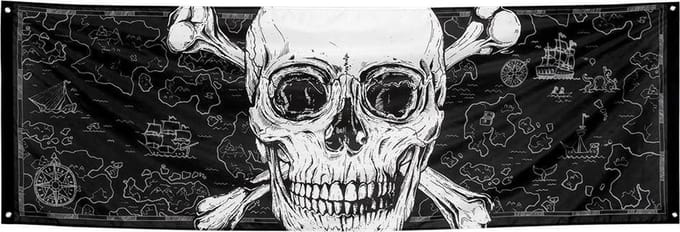 Piraten spandoek met doodshoofd - 74x220cm