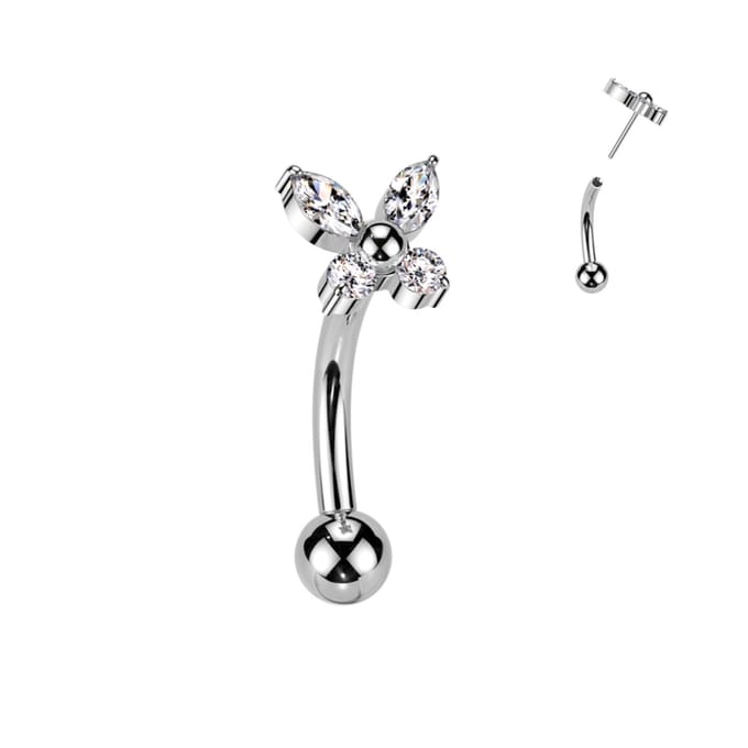 Piercing titanium curved vlinder 1.2x8 - zilver - LMPiercings