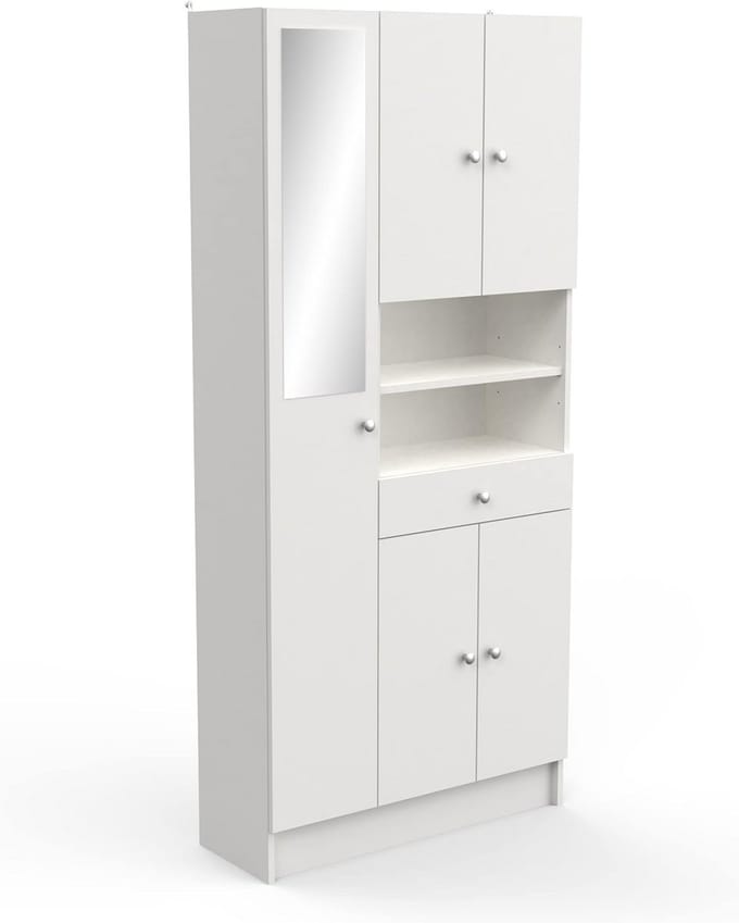 Wit chipboard/MDF bedframe met opbergruimte