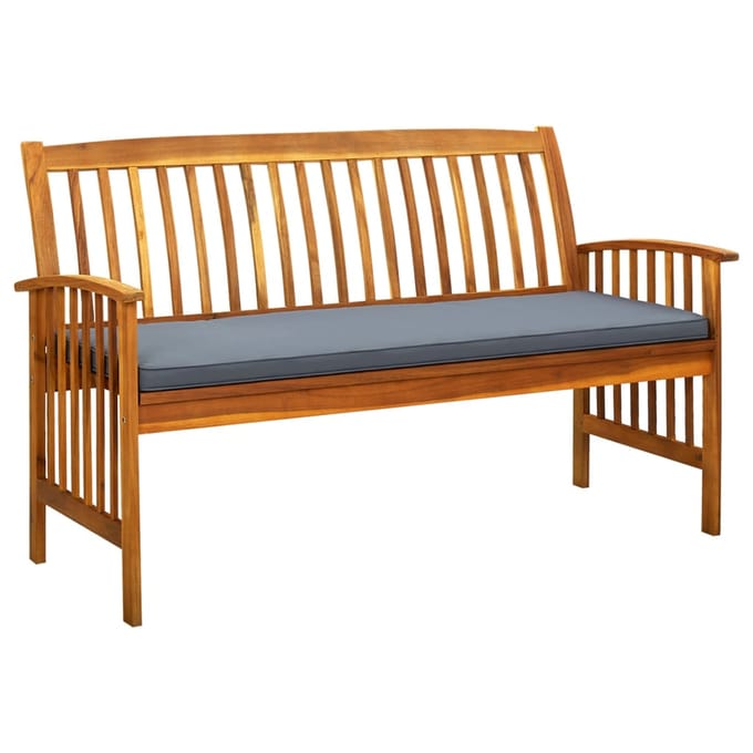 vidaXL - Tuinbank - met - kussen - 147 - cm - massief - acaciahout