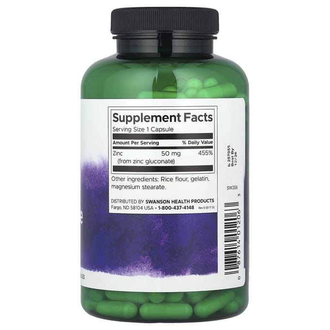 Zinkgluconaat, 50 mg, 250 Capsules