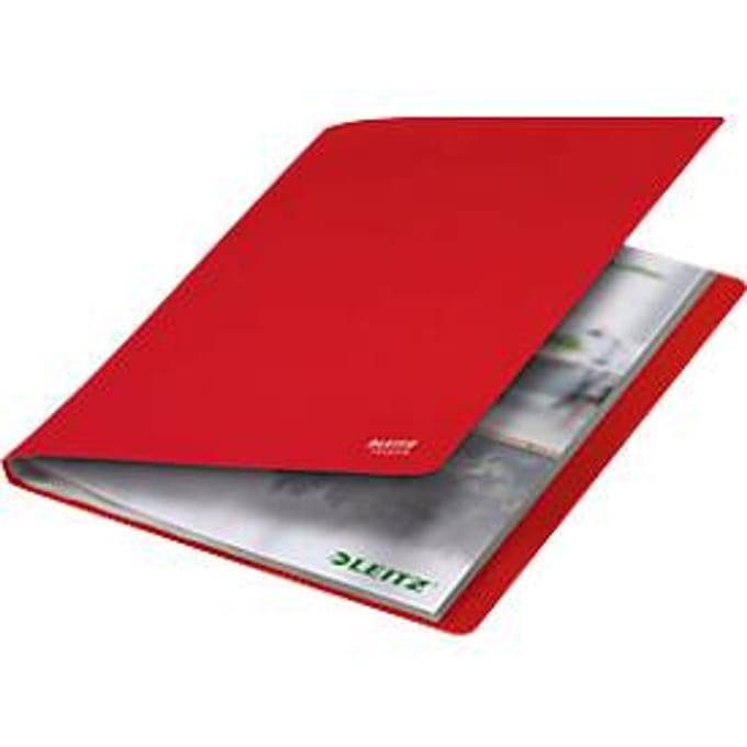 Leitz® Recycle-zichtmap, A4, 40 documentbestendige zichthoezen, maximaal 2 vellen per hoes, ruglabel, kunststof, rood