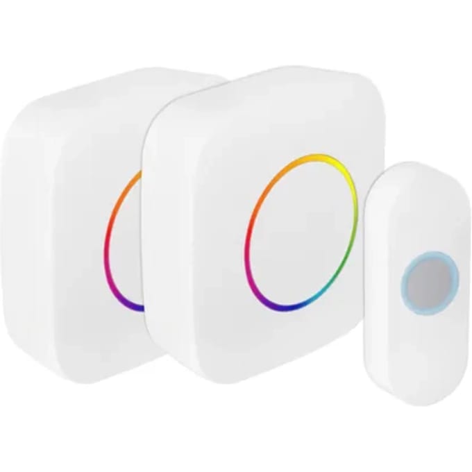 Exin Gong Set Set - Beldrukker - Op Batterij - 2x - Rgb Licht - Wit
