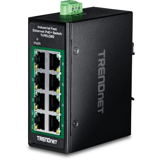 TRENDnet TI-PELC80 - Version V1.xR - switch - industrial mini - 8 ports - TAA Compliant