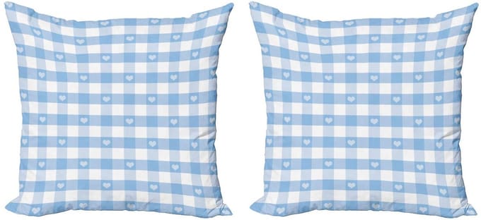 ABAKUHAUS Kussenhoes Set – Gingham Bleekblauw/Wit – 40x40 cm – 2 stuks