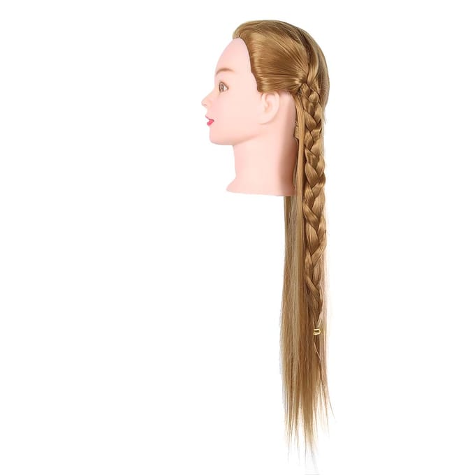 Pruik Haar Mannequin Hoofd Haarstyling Vlechten Salon Training Oefenhoofd Model 70cm beige