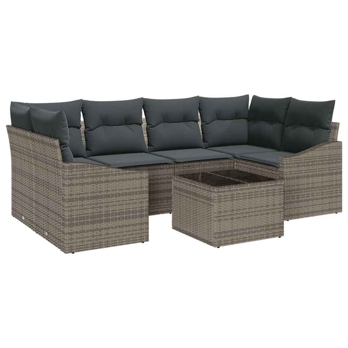 vidaXL Bankstel 7 st Grijs poly rattan