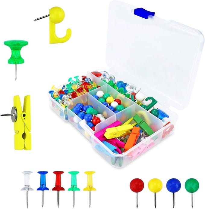 Punaises Set - Duimkoppen Clips - Documenten Bevestigen - 5 Verschillende Stijlen - 200 Stuks - Multicolor