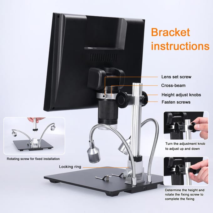 Professionele digitale microscoop 1080P 10 inch LCD-scherm 4X digitale zoomvergroting Solderen EU Plug veelkleurig