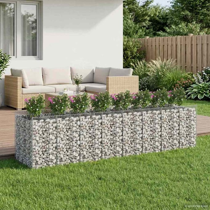 vidaXL - Gabion - verhoogd - bed - 4 - st - 400 - x - 100 - x - 100 - cm