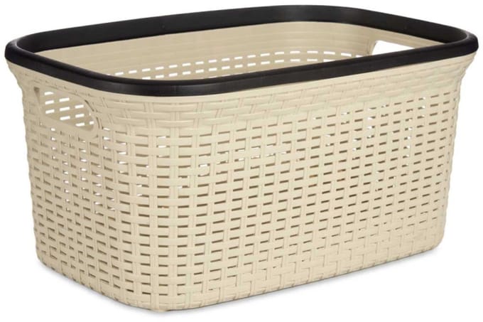 KIPIT Wasmand - crème/beige - kunststof - rotan - inhoud 36 L