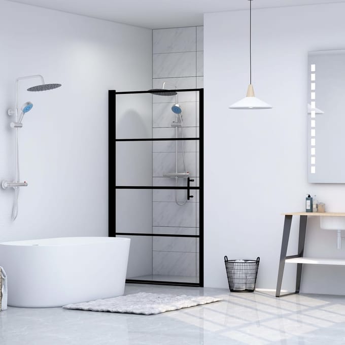 vidaXL - Douchedeur - 100x178 - cm - gehard - glas - zwart