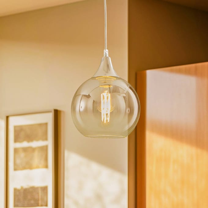 Eko-Light Hanglamp Monte van glas, 1-lamp, zilver