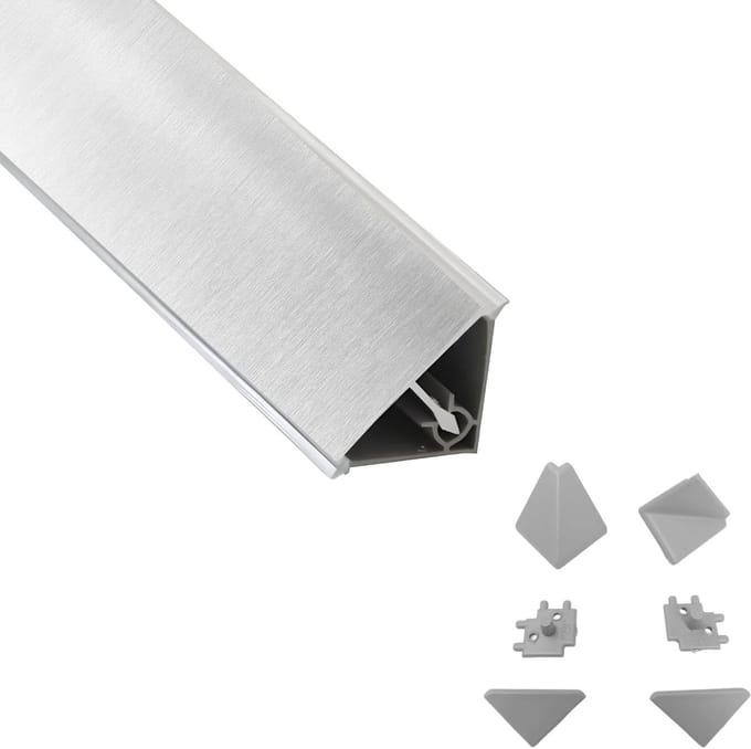 Keuken Plint - Werkbladrand - Keuken Afwerking - Compleet met accessoires - 2 Meter - Aluminiumkleur