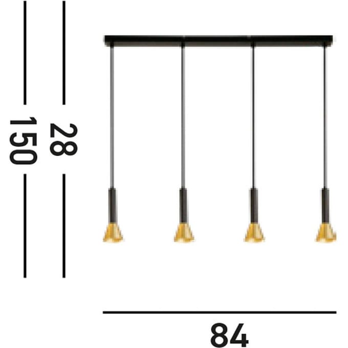 Searchlight Hanglamp Signal, lengte 84 cm, zwart/goudkleurig, metaal