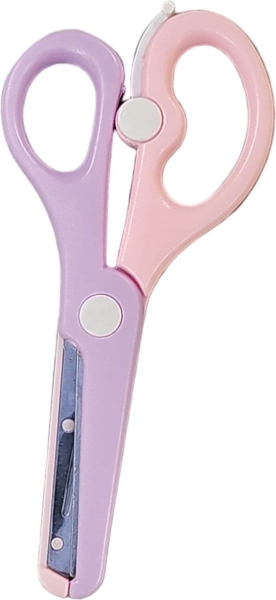 Fako Bijoux - Kinderschaar - Easy Open - Stainless Steel - Plastic Punt - Soft - 13.5cm - Roze/Paars