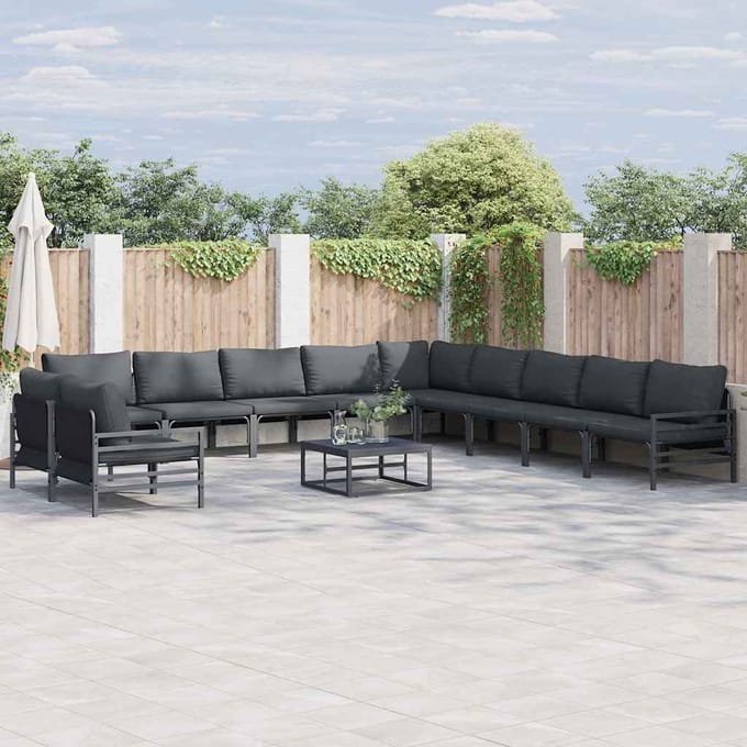 vidaXL - Tuinbank - Set - 12 - st - Zwart - Staal