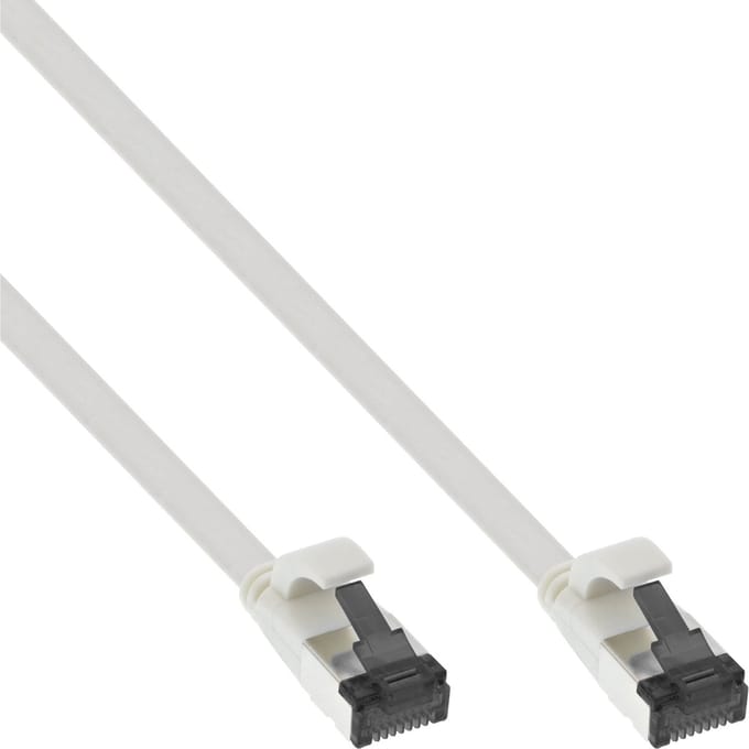 InLine® Patchkabel plat, U/FTP, Cat.8.1, TPE halogeenvrij, wit, 0,3m