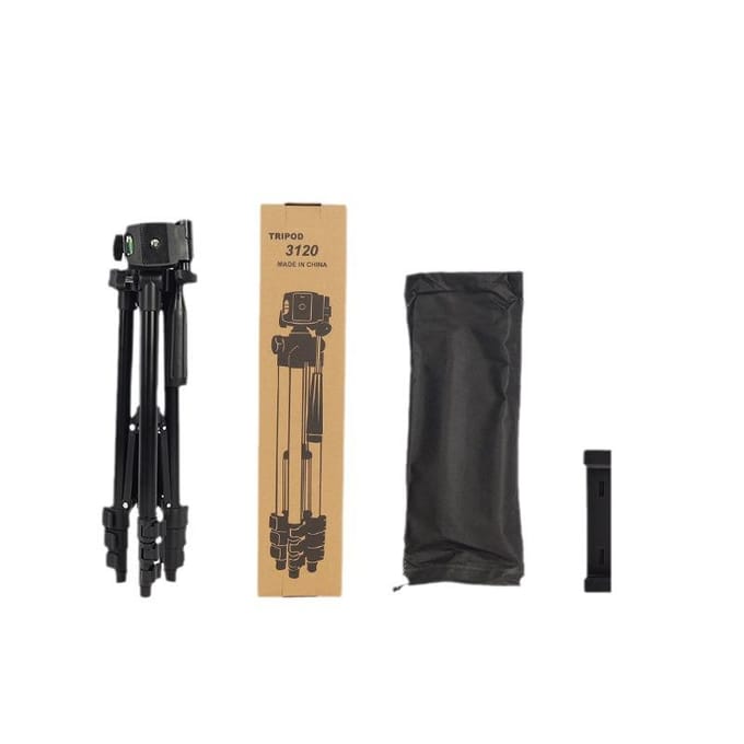 Zwart statief voor live-uitzendingen op mobiele telefoons, 1,1 m hoog, telescoop voor vislicht en gemaakt van aluminiumlegering. beige