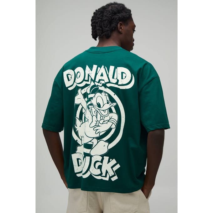 Oversized Boxy Donald Duck Wave Licentie Print T-shirt | Forest | Size Medium