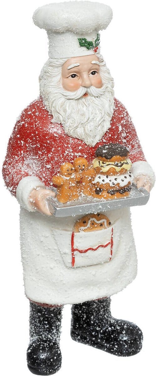Figuur van de Kerstman met een dienblad en koekjes, 28 cm